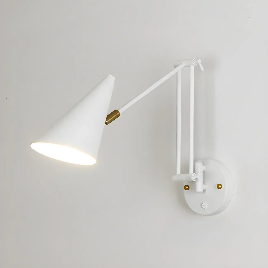 Applique murale minimaliste blanche à bras articulé pour la lecture au chevet