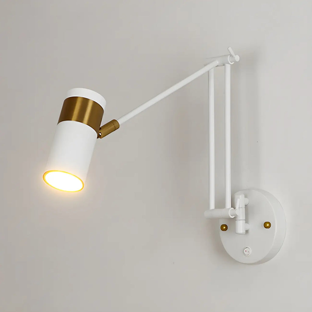 Applique murale minimaliste blanche à bras articulé pour la lecture au chevet