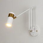Applique murale minimaliste blanche à bras articulé pour la lecture au chevet