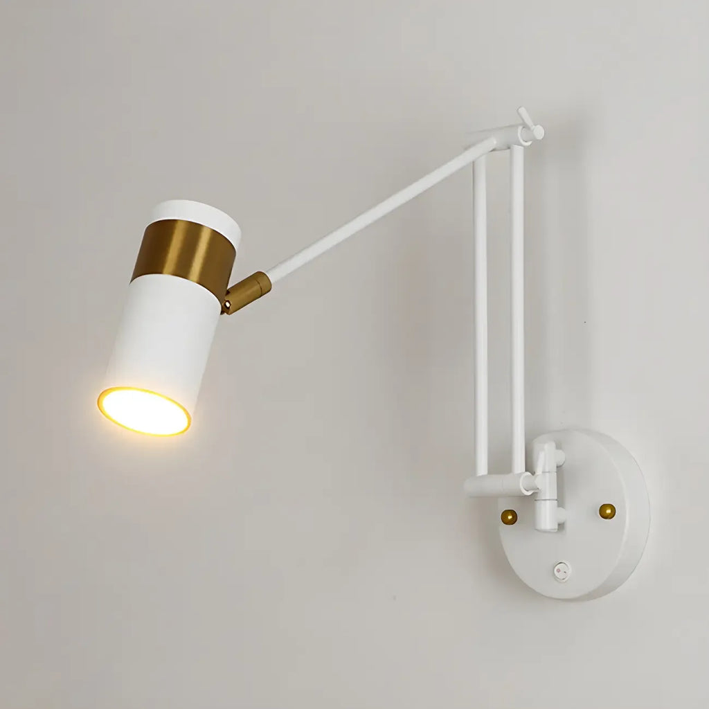 Applique murale minimaliste blanche à bras articulé pour la lecture au chevet