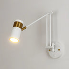 Applique murale minimaliste blanche à bras articulé pour la lecture au chevet