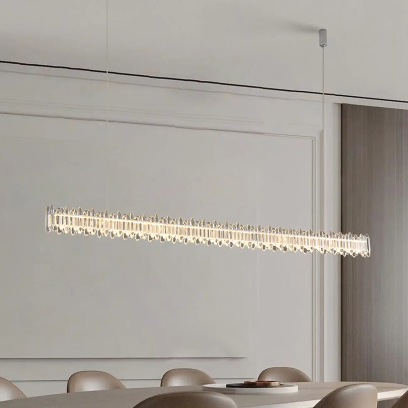 Suspension linéaire en cristal pour îlot de cuisine, à intensité variable, LED.