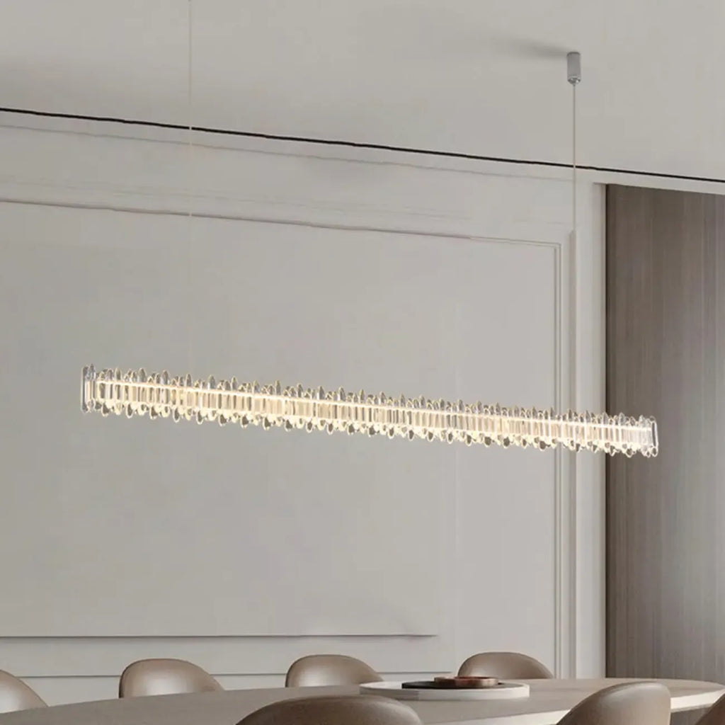 Suspension linéaire en cristal pour îlot de cuisine, à intensité variable, LED.