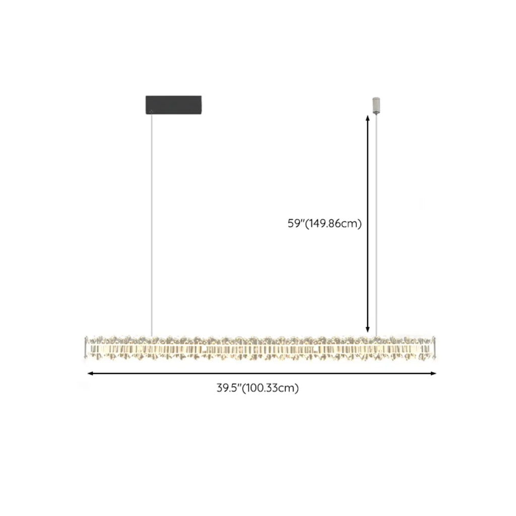 Suspension linéaire en cristal pour îlot de cuisine, à intensité variable, LED.