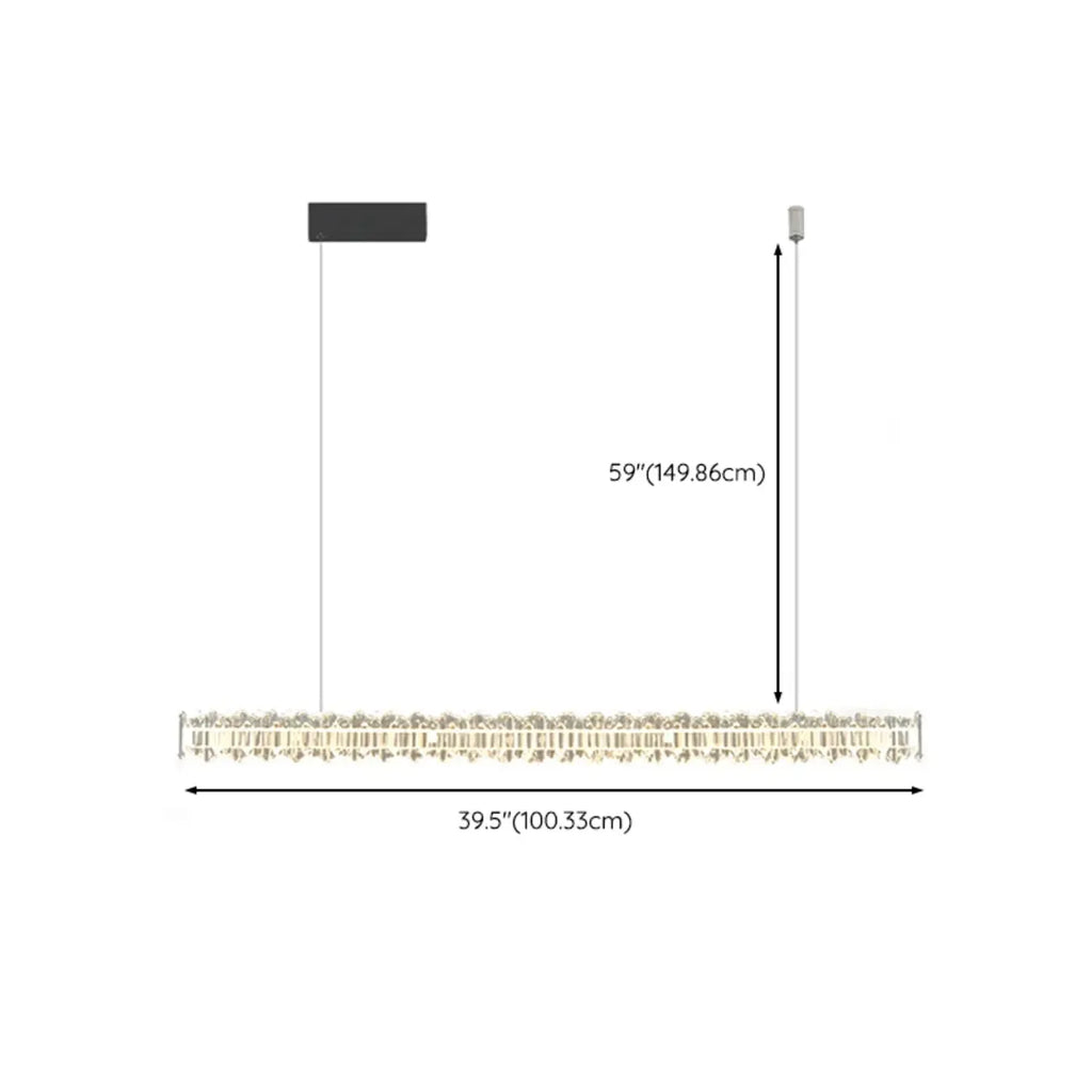 Suspension linéaire en cristal pour îlot de cuisine, à intensité variable, LED.