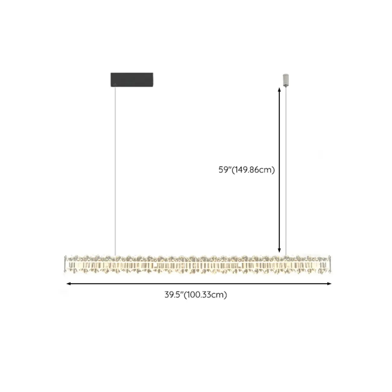 Suspension linéaire en cristal pour îlot de cuisine, à intensité variable, LED.