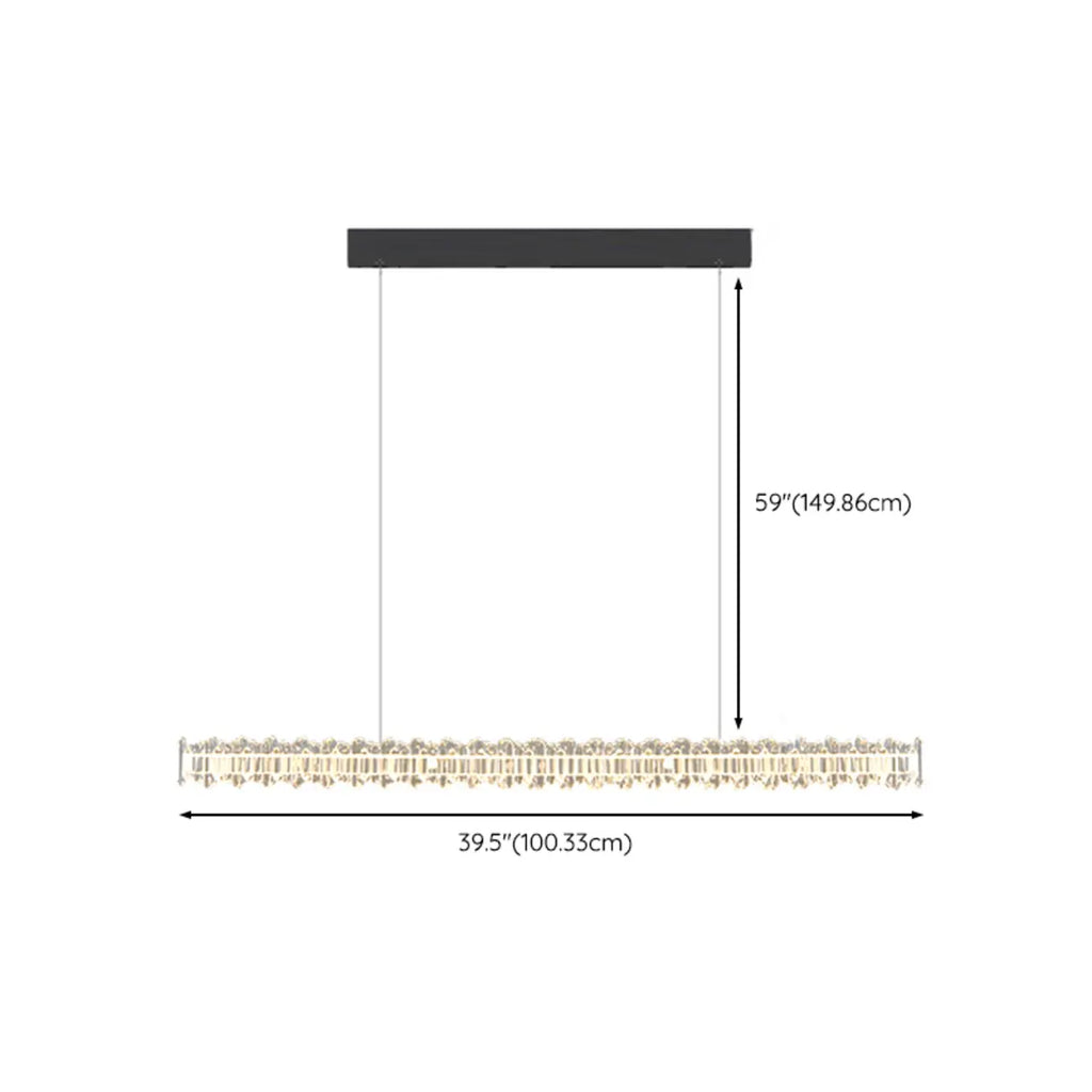 Suspension linéaire en cristal pour îlot de cuisine, à intensité variable, LED.
