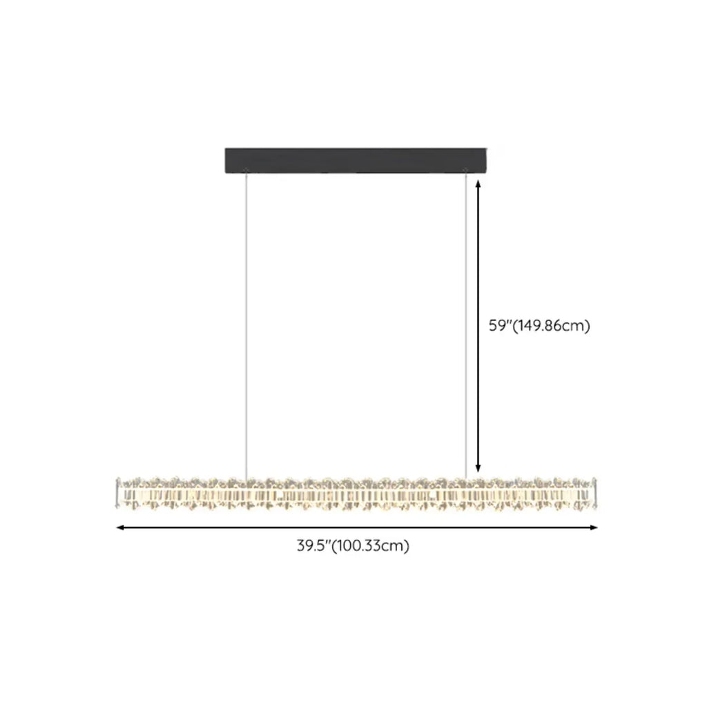 Suspension linéaire en cristal pour îlot de cuisine, à intensité variable, LED.