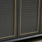 Meuble à chaussures d'entrée luxueux en métal gris avec finitions dorées
