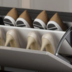 Meuble à chaussures en bois gris à façade rabattable pour entrée