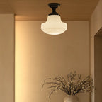 Plafoniera semi-incasso moderna in metallo nero e vetro Art Déco