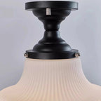 Plafoniera semi-incasso moderna in metallo nero e vetro Art Déco
