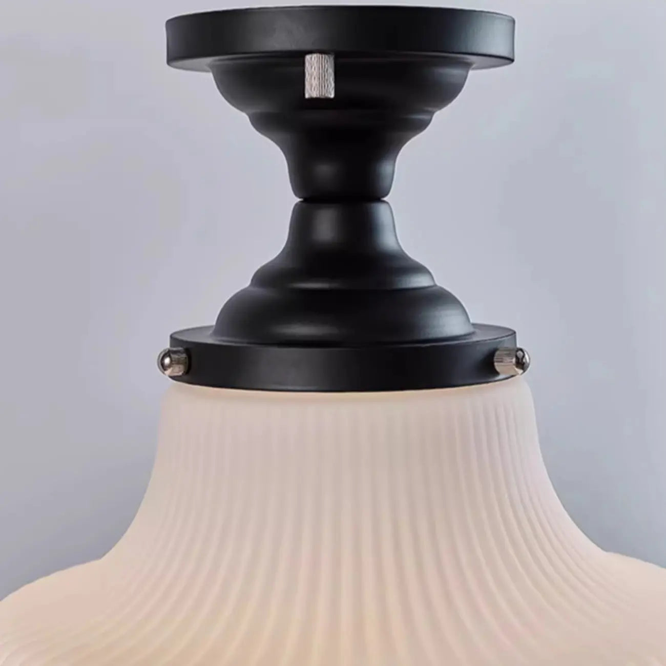 Plafoniera semi-incasso moderna in metallo nero e vetro Art Déco