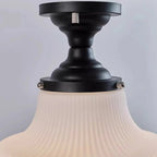 Plafoniera semi-incasso moderna in metallo nero e vetro Art Déco