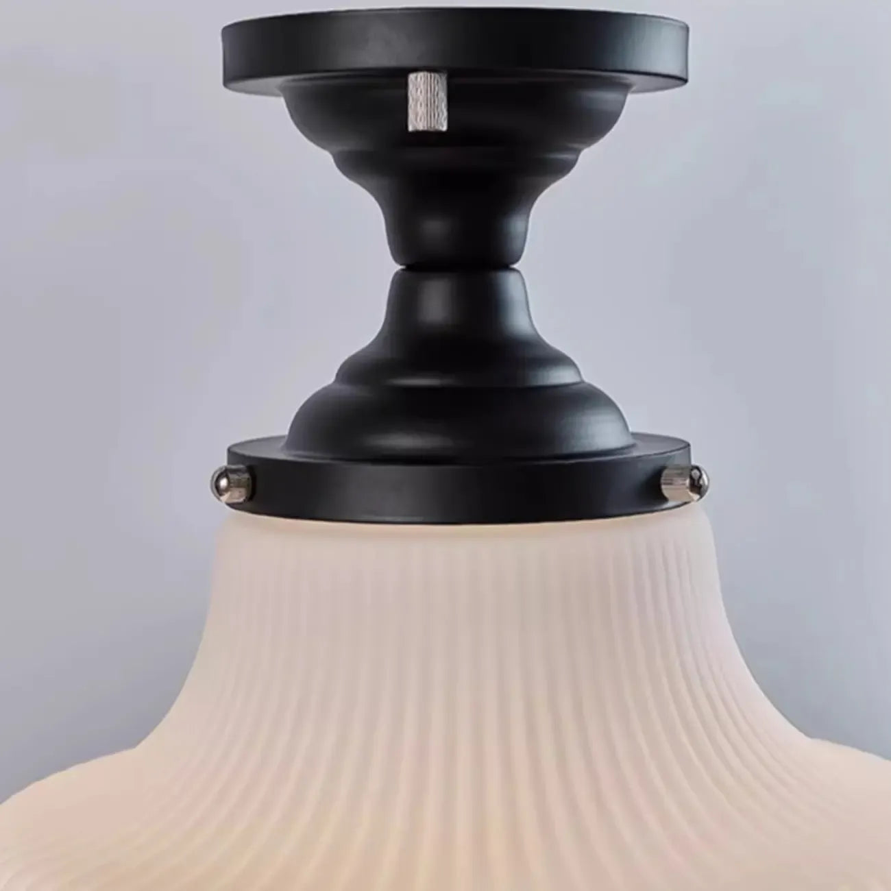Plafoniera semi-incasso moderna in metallo nero e vetro Art Déco