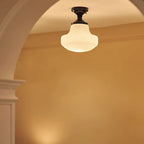 Plafoniera semi-incasso moderna in metallo nero e vetro Art Déco