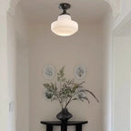 Plafoniera semi-incasso moderna in metallo nero e vetro Art Déco