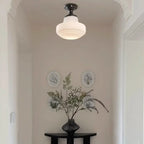 Plafoniera semi-incasso moderna in metallo nero e vetro Art Déco