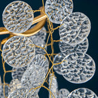 Lustre élégant en cristal doré à effet cascade pour cage d'escalier