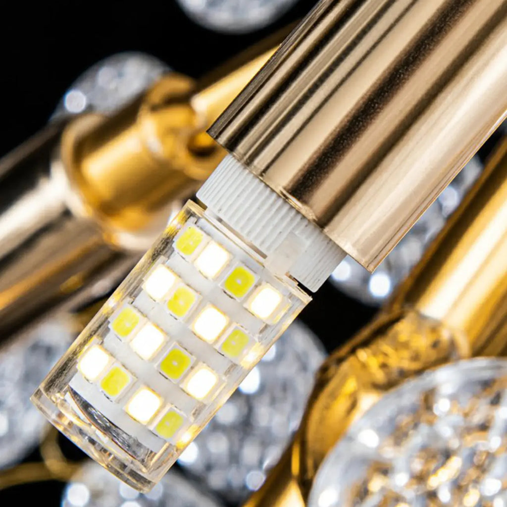 Lustre élégant en cristal doré à effet cascade pour cage d'escalier
