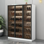 Meuble à chaussures gris/blanc glamour avec portes vitrées