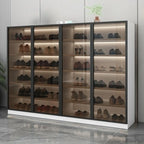 Meuble à chaussures gris/blanc glamour avec portes vitrées