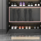 Meuble à chaussures gris/blanc glamour avec portes vitrées