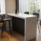 Tables de bar modernes en bois noir et pierre blanche brillante