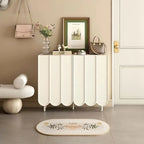 Armoire à chaussures d'entrée en bois blanc cannelé