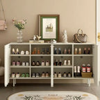 Armoire à chaussures d'entrée en bois blanc cannelé