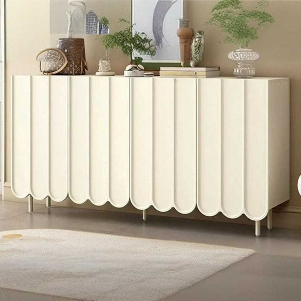 Armoire à chaussures d'entrée en bois blanc cannelé