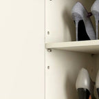 Armoire à chaussures d'entrée en bois blanc cannelé