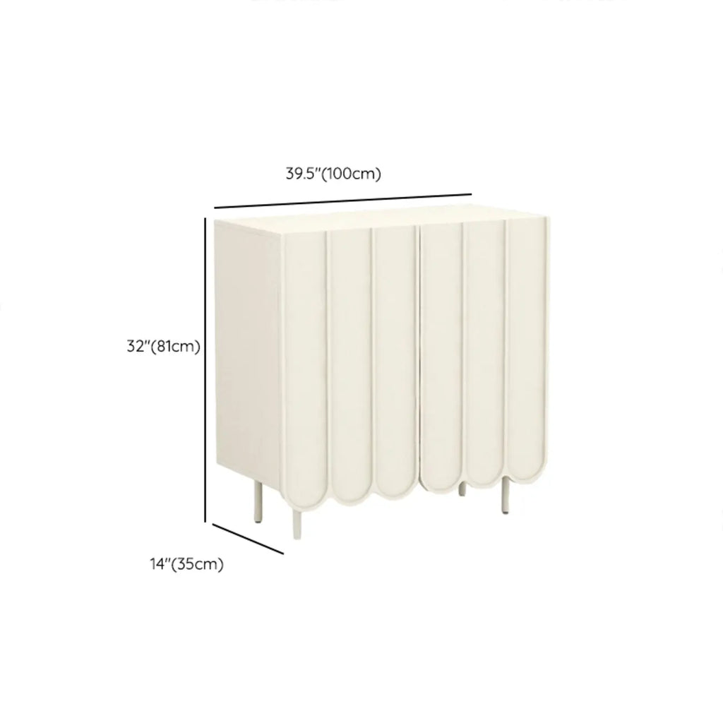 Armoire à chaussures d'entrée en bois blanc cannelé