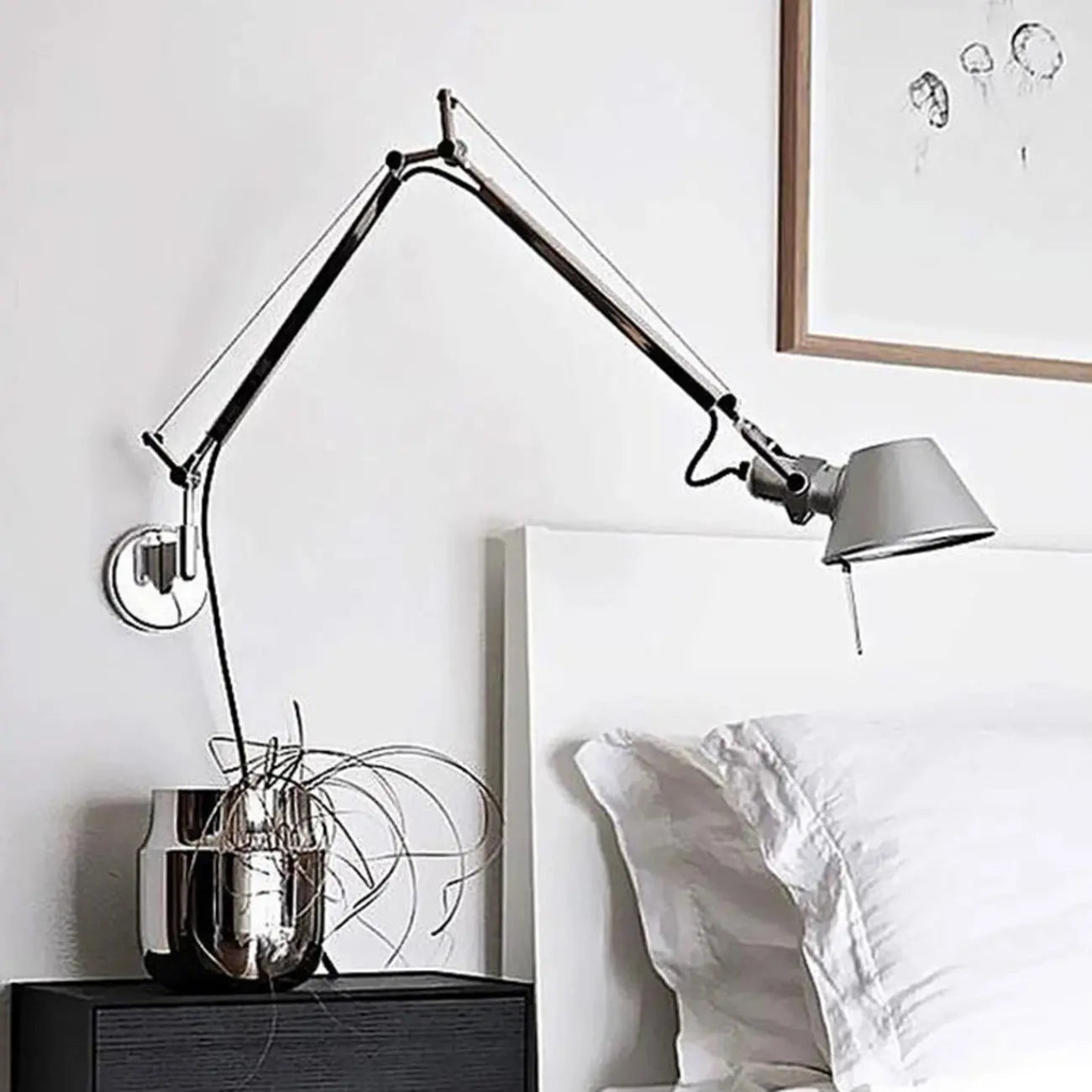 28.5 Lampada da parete moderna nera a braccio orientabile per interni