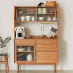 Buffet à 4 tiroirs en bois naturel de style milieu du siècle