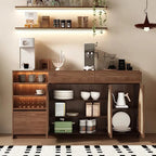 Armoire de rangement de cuisine en rotin bois moyen, finition naturelle