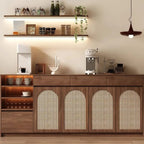 Armoire de rangement de cuisine en rotin bois moyen, finition naturelle