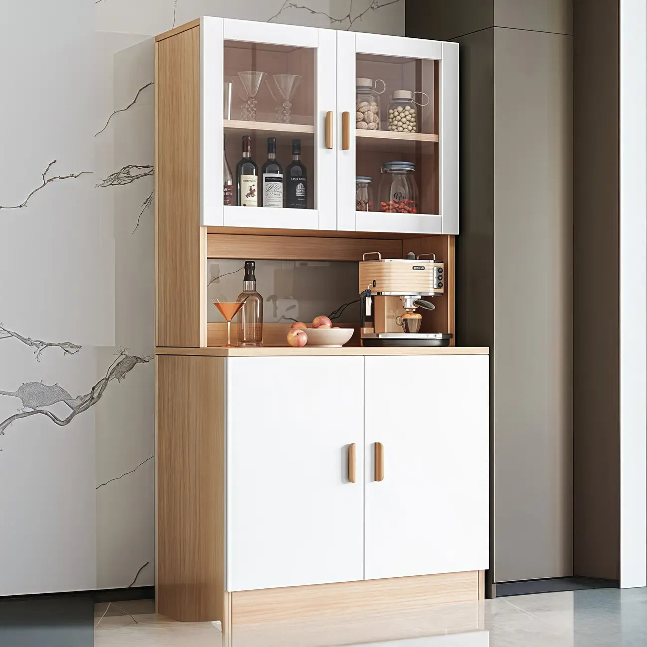Grand buffet de rangement en bois et acrylique, réglable