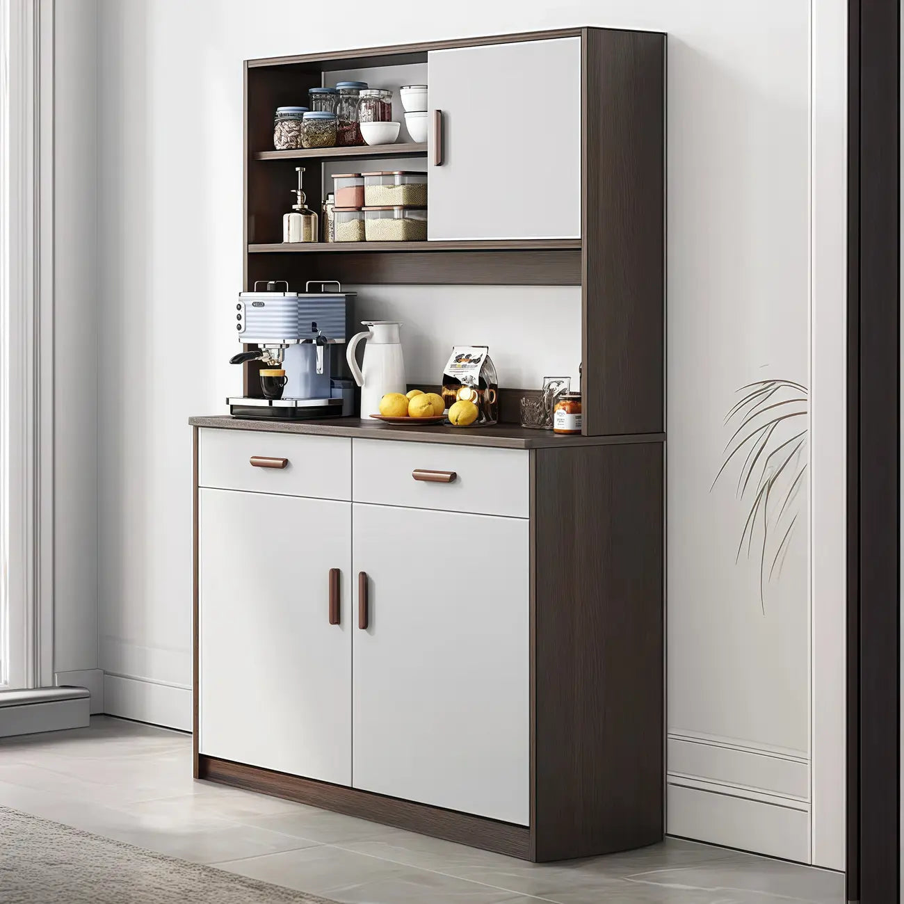Grand buffet de rangement en bois et acrylique, réglable