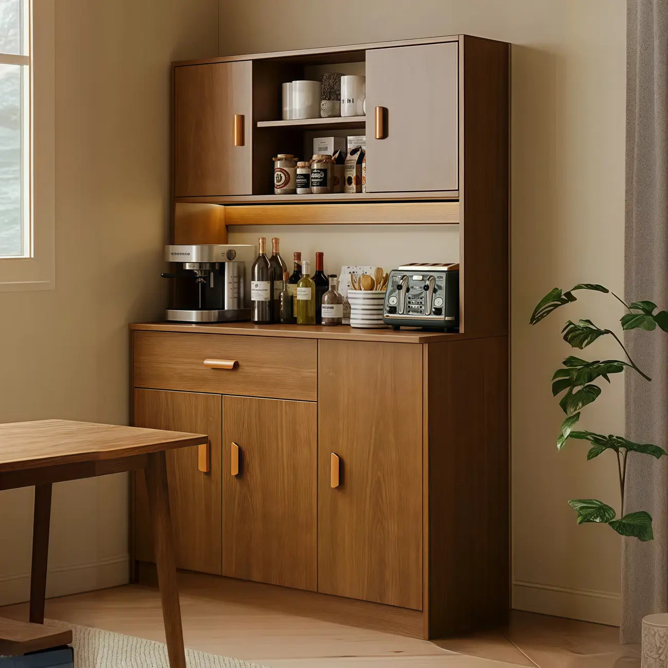 Grand buffet de rangement en bois et acrylique, réglable