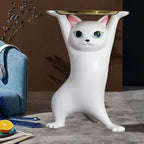 Table d'appoint moderne et mignonne en forme de chat, plateau rond doré