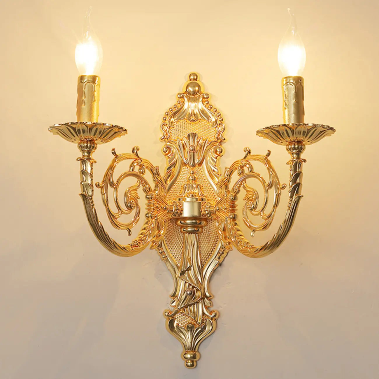 Applique murale vintage en laiton à 2 lumières pour bougies d'intérieur