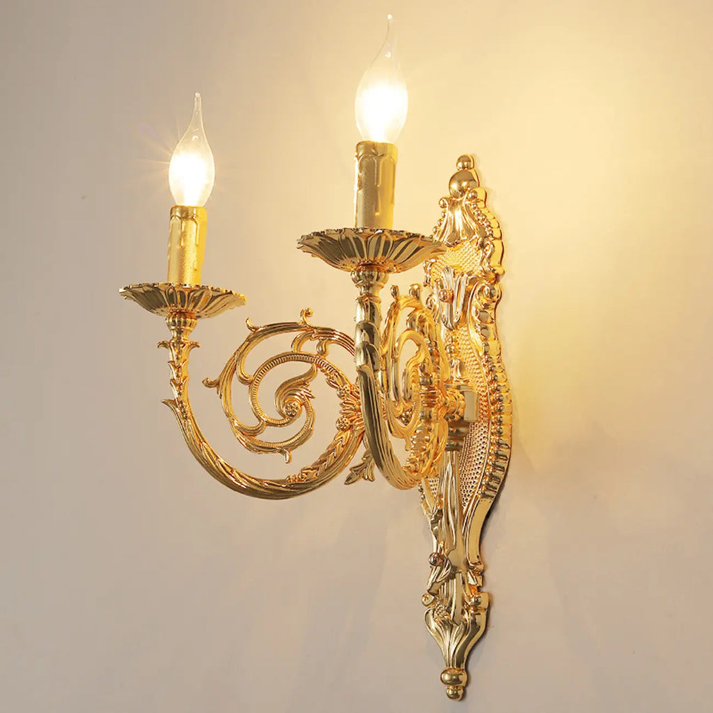 Applique murale vintage en laiton à 2 lumières pour bougies d'intérieur