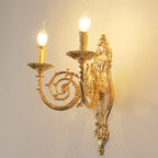 Applique murale vintage en laiton à 2 lumières pour bougies d'intérieur