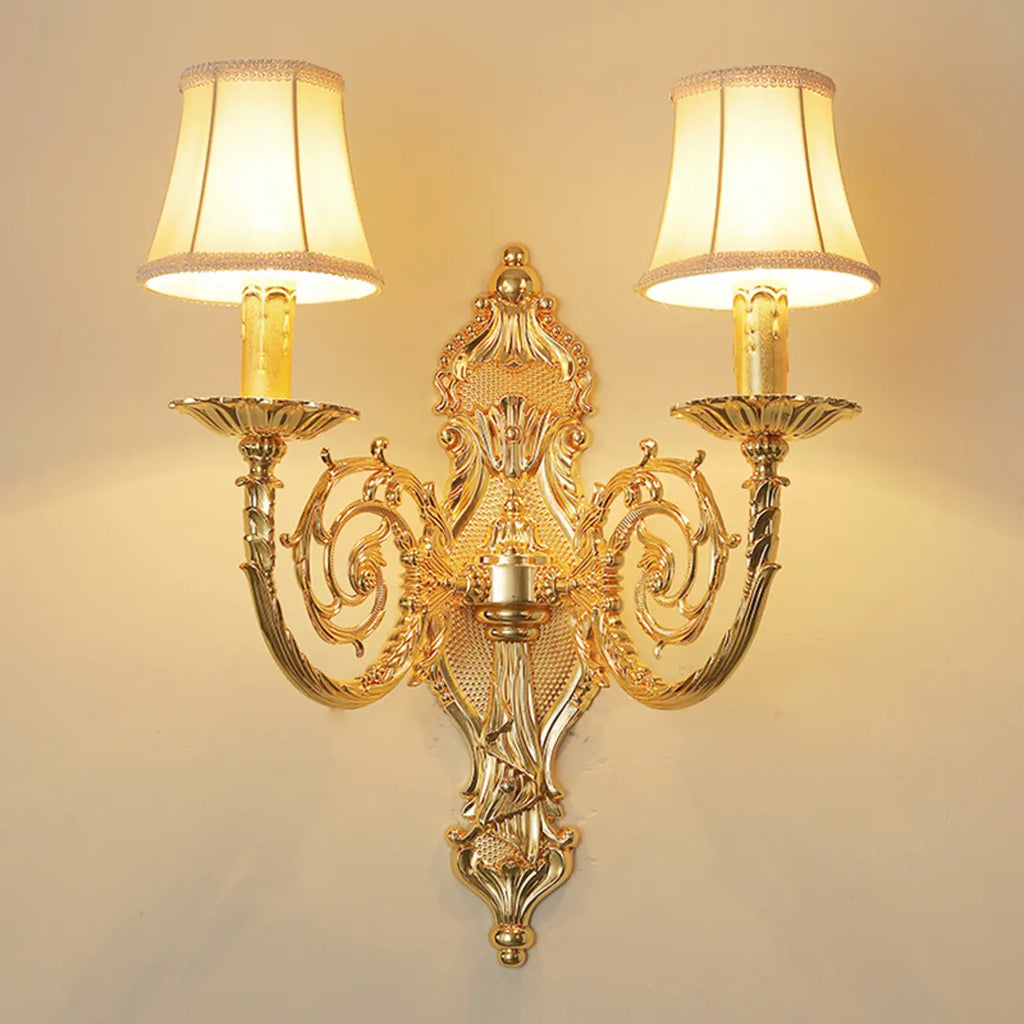 Applique murale vintage en laiton à 2 lumières pour bougies d'intérieur