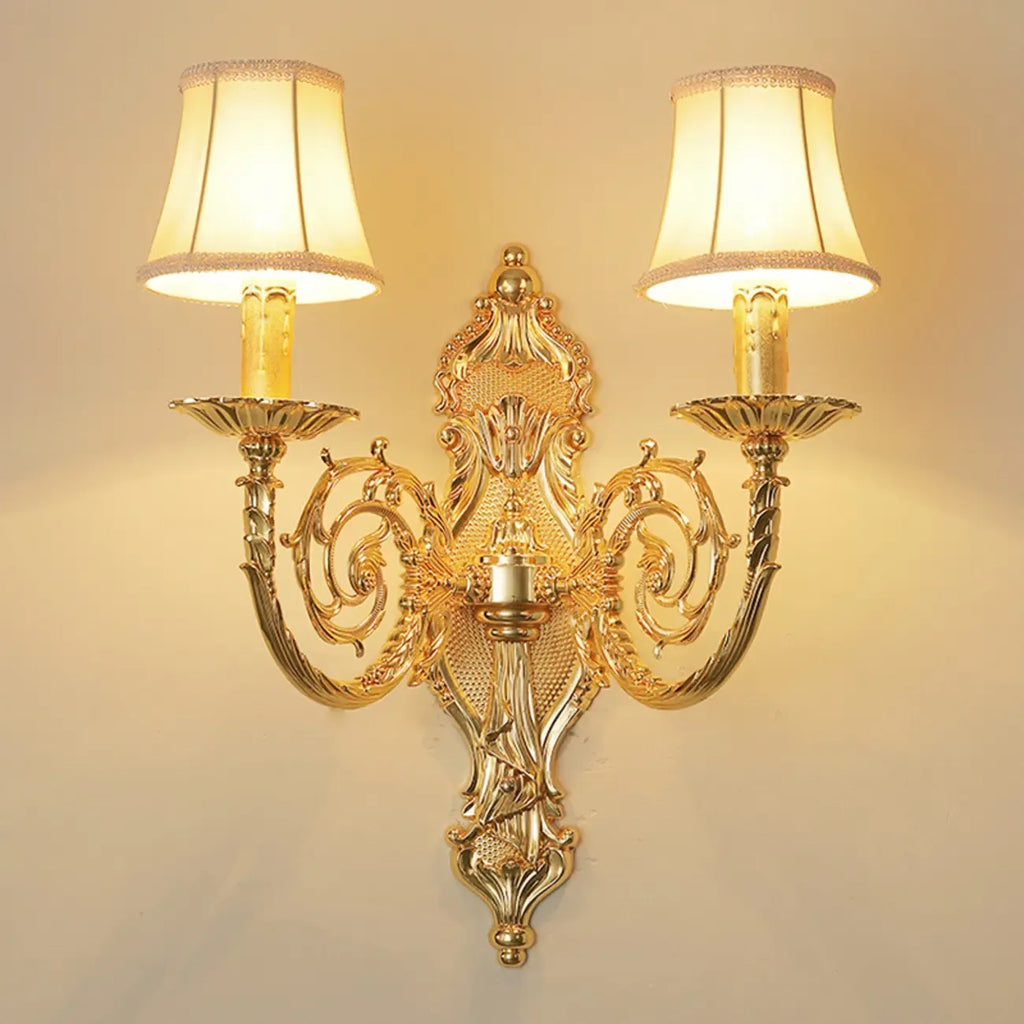 Applique murale vintage en laiton à 2 lumières pour bougies d'intérieur