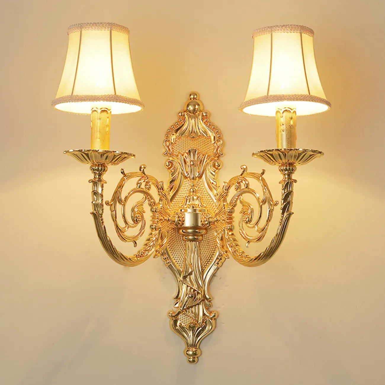 Applique murale vintage en laiton à 2 lumières pour bougies d'intérieur