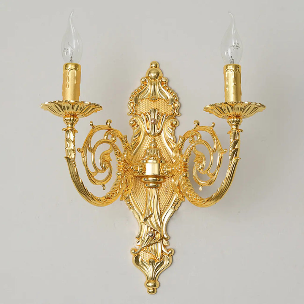 Applique murale vintage en laiton à 2 lumières pour bougies d'intérieur