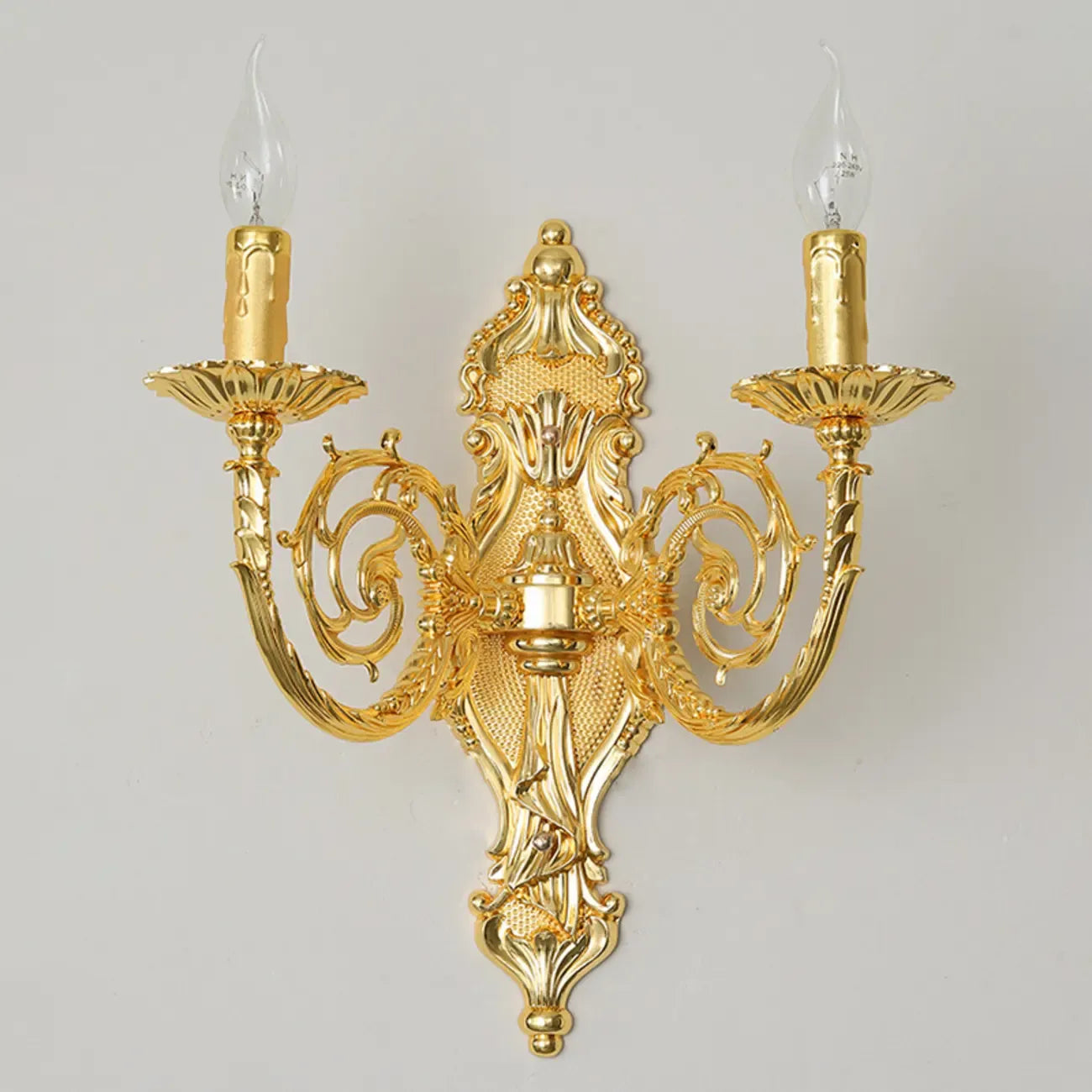Applique murale vintage en laiton à 2 lumières pour bougies d'intérieur