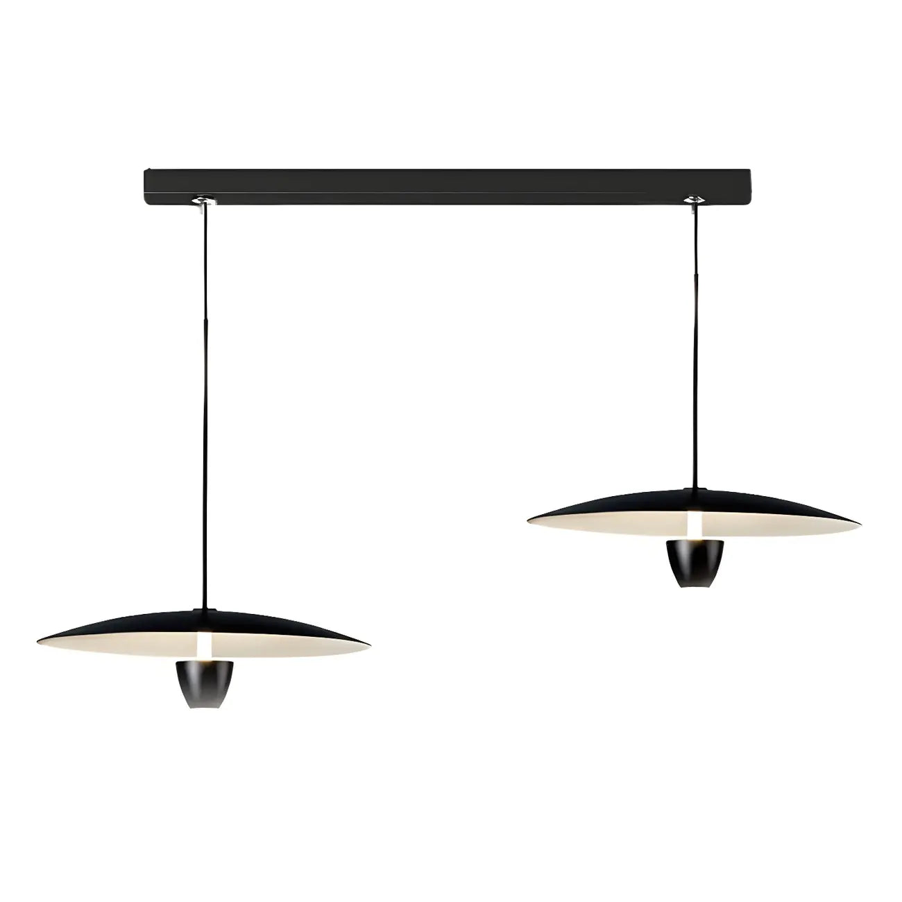 Suspension LED moderne en métal noir pour îlot de cuisine